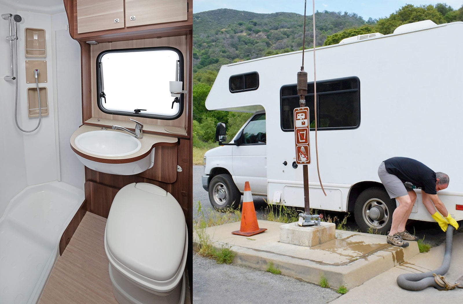 Portable RV/camper toilet and holding tank setup in Lebanon, Missouri
